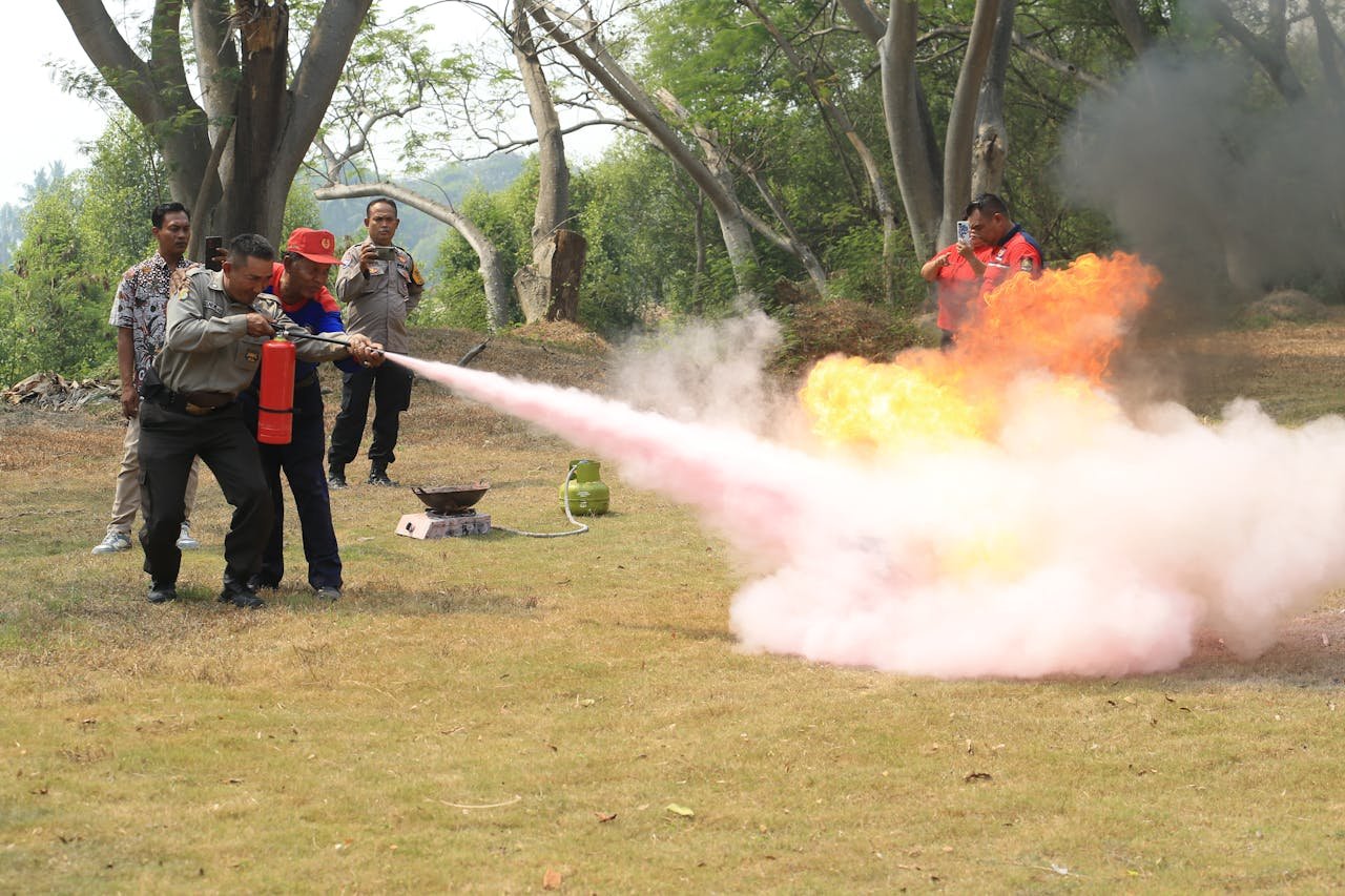 People Extinguishing Fire